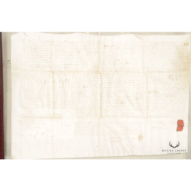 Antique 18th Century Bucks County PA Indenture Deed, Custom Framed
