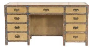 1980s Spanish Revival Style Polychrome Writing Desk