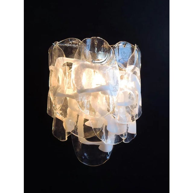 Murano 10 White Lattimo Glass Sconces - a Pair For Sale In Los Angeles - Image 6 of 8