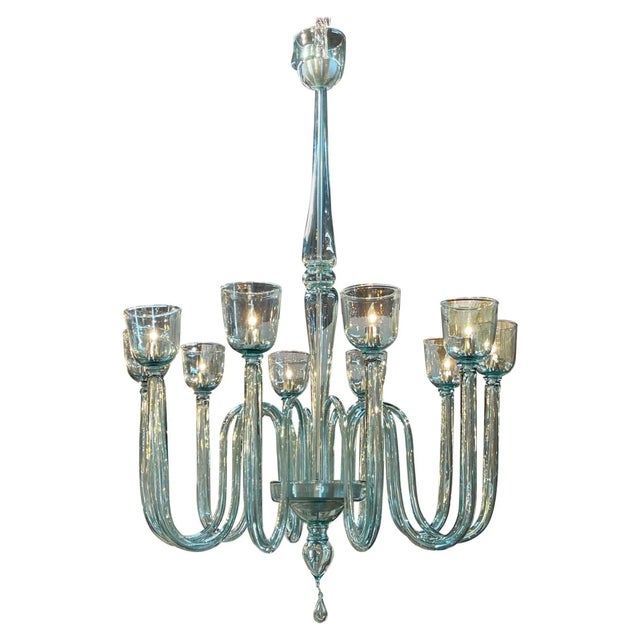 Modern Large Scale Murano Glass 10 Arm Chandelier For Sale - Image 11 of 11