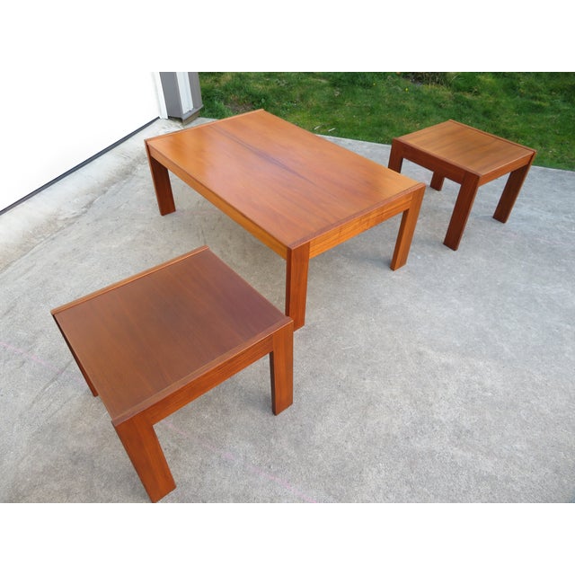 Mid Century Modern Swedish Walnut Coffee Table & Side Table Set For Sale - Image 11 of 18