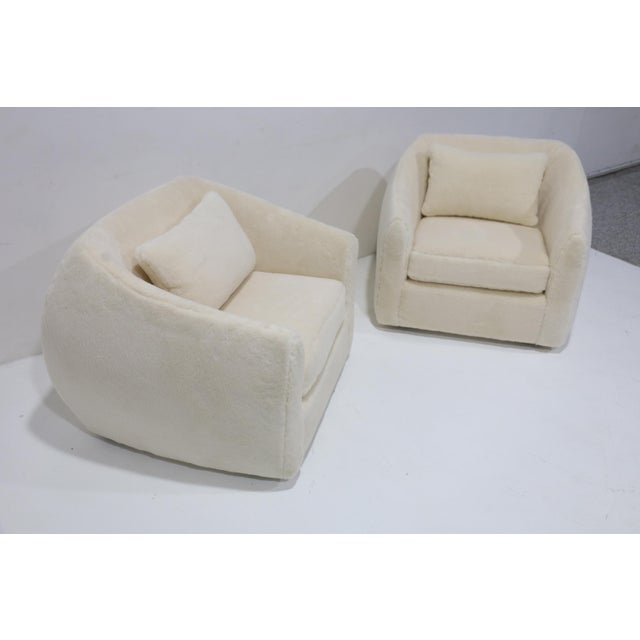 Jean Royère Pair of Jean Royere Style Polar Lounge Chairs in Holly Hunt Great Plains For Sale - Image 4 of 12