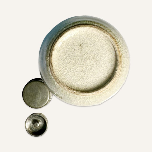 1940s Small Vintage Chinese White Ceramic Tin-Mouth Tea Caddy For Sale - Image 6 of 6