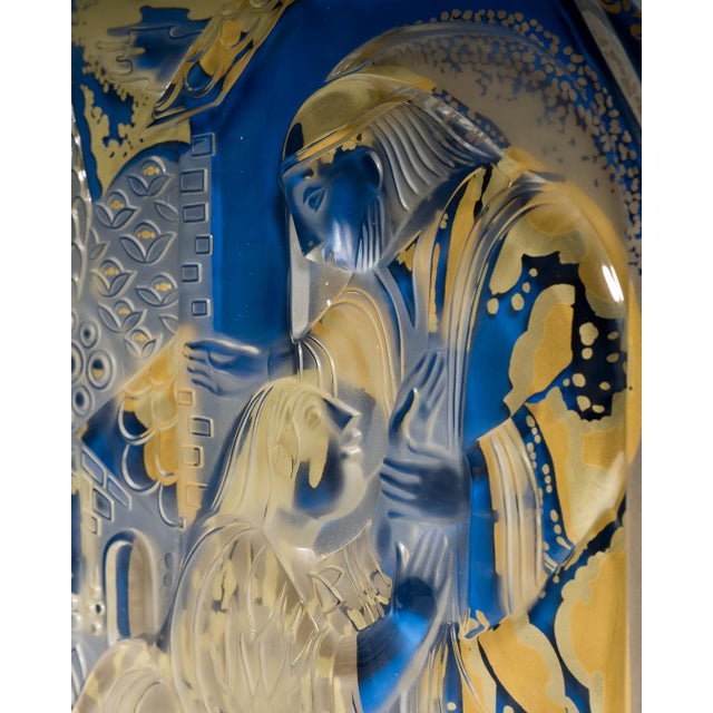 Blue Art Glass Wall Plaque by Bjørn Wiinblad for Rosenthal, 1982 For Sale - Image 8 of 11