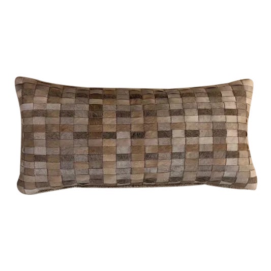 Brick Weave Hair-On-Hide Lumbar Pillow For Sale