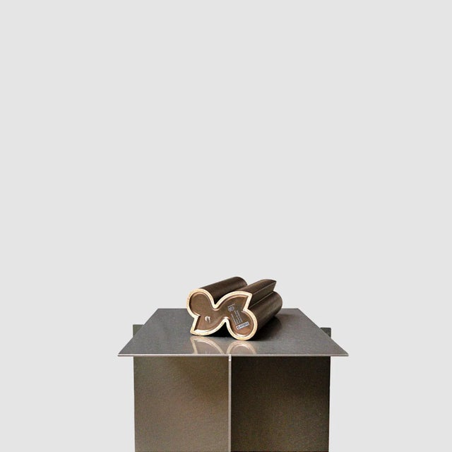 Minimalist Bronze-Glazed Ceramic Geometric Vase by Jan Van Der Vaart, Netherlands, 1980s For Sale - Image 5 of 7