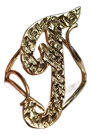 Vintage 14k Yellow Gold Diamond Cut Initial Ring Letter T Size 6