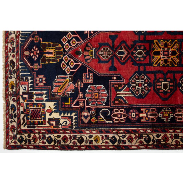 1950s Vintage Red Handcrafted Persian Malayer Wool Rug in 5 X 7 For Sale - Image 5 of 8
