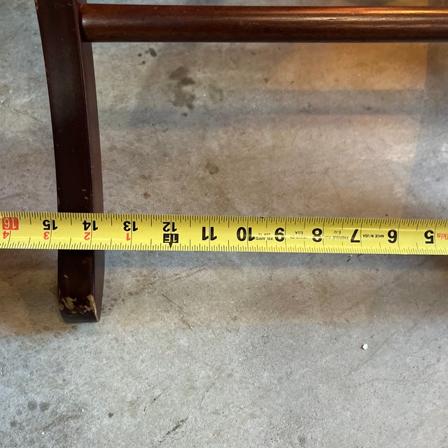 Brown 1970s Greek Key Wooden Valet Floor Piece For Sale - Image 8 of 9