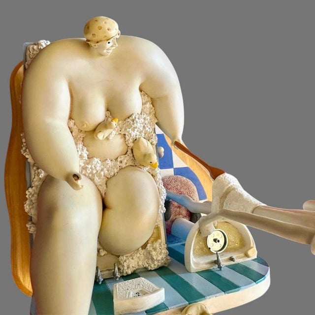 A wonderfully playful and highly decorative figural sculpture inspired by the work of British artist Sarah Jane Szikora...