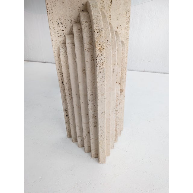 Travertine and Glass Dining Table with Sculpted Legs, 1970s For Sale - Image 11 of 12