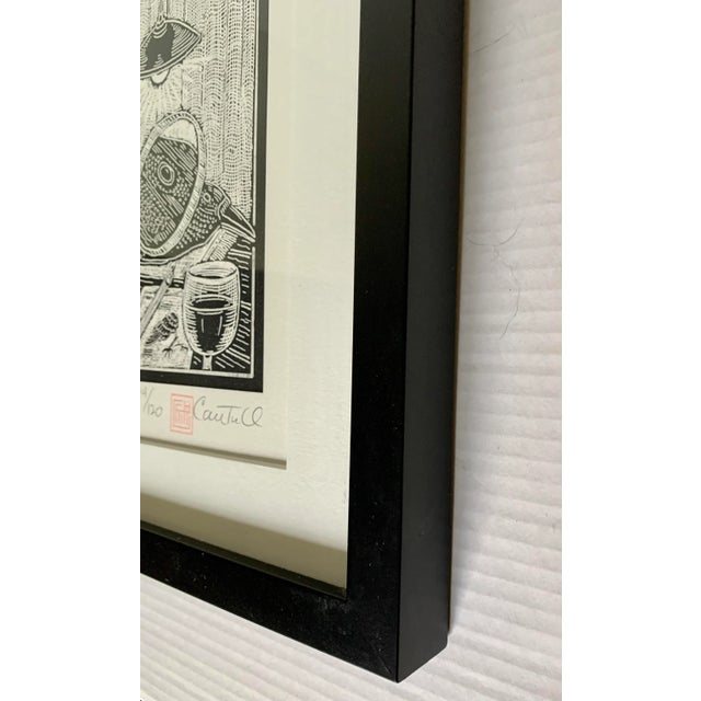 1980s "Seeing" Numbered Woodblock Carving Print of a Bird, Framed For Sale - Image 4 of 9