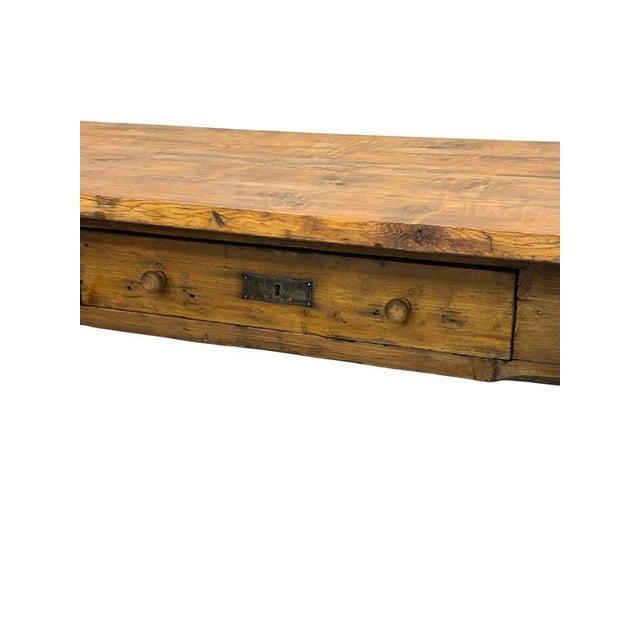 Late 19th Century Rustic Table in Fir and Chestnut with Drawer For Sale - Image 4 of 5