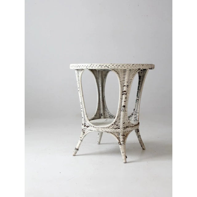 Early 20th Century Antique White Wicker Table For Sale - Image 5 of 13