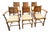 Antique English Edwardian Arts & Crafts Oak Dining Chairs With New Leather Seats - Set of 6 - Circa 1905 For Sale