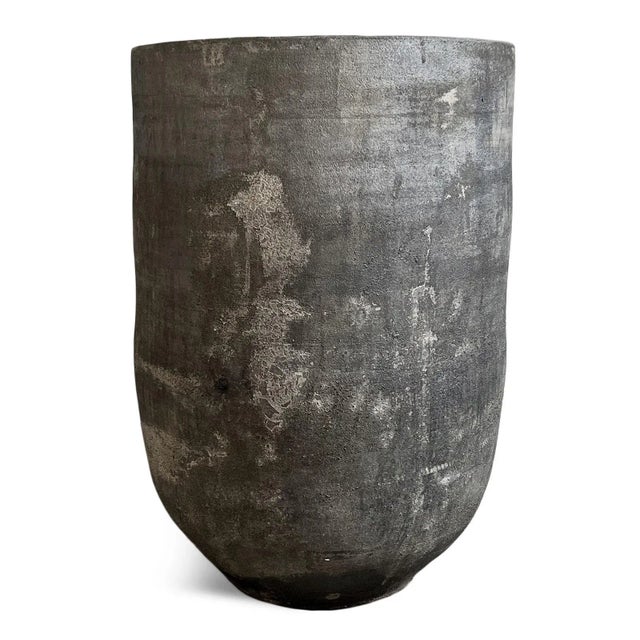 Modern Aria Black Earth Ware Vintage Pot Planter For Sale - Image 3 of 5