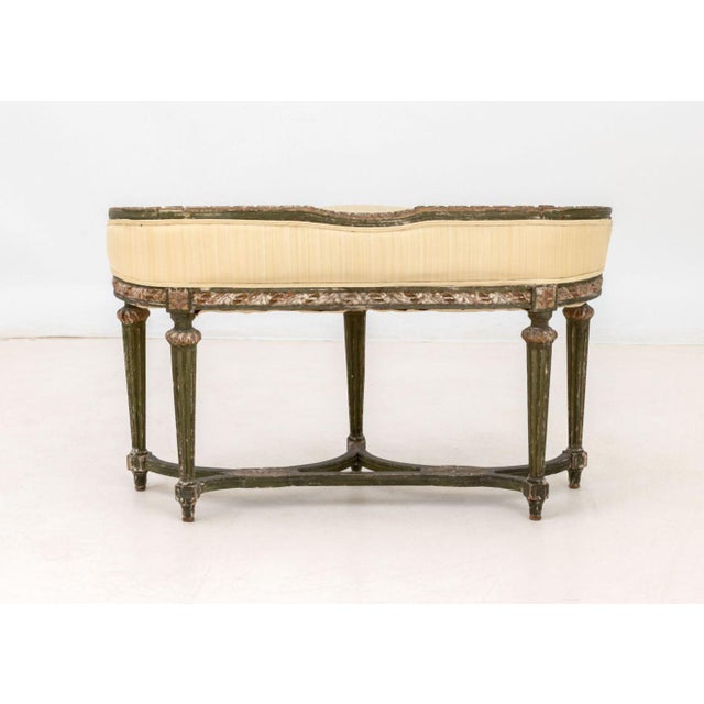 Louis XVI Style Upholstered Distressed Window Seat For Sale In New York - Image 6 of 6