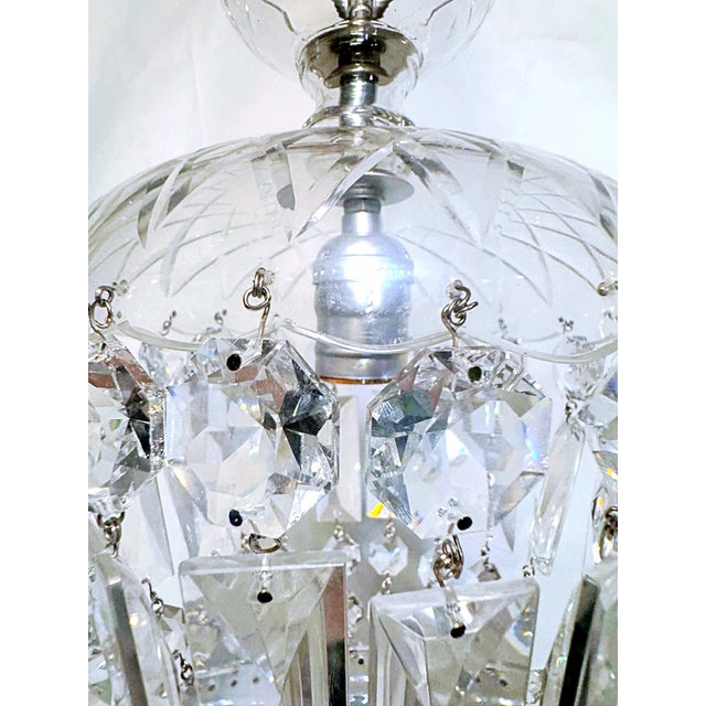 1950s Vintage Hand Cut Glass Dish Basket Chandelier For Sale - Image 5 of 8