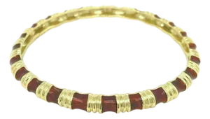 Tiffany & Co. Red Enamel 18k Yellow Gold Wide Bangle Bracelet