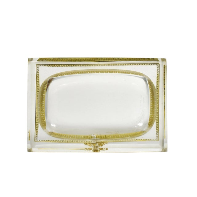 Plastic Vintage 1970s Hollywood Regency Gold Transparent Lion Head Lucite Acrylic Soap Dish For Sale - Image 7 of 8