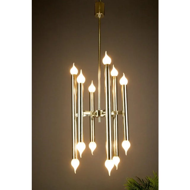 Mid-Century Modern Mid-Century Italian Chrome 12-Light Chandelier, 1970s For Sale - Image 3 of 18