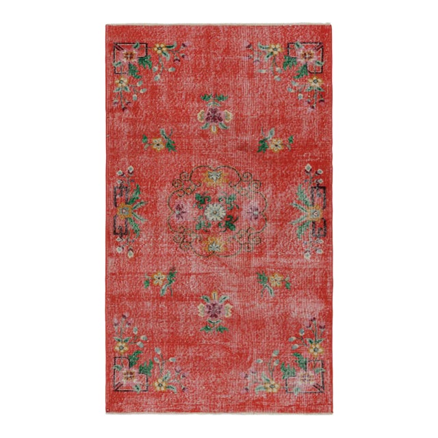 1960s Vintage Zeki Müren Rug in Red With Floral Patterns For Sale