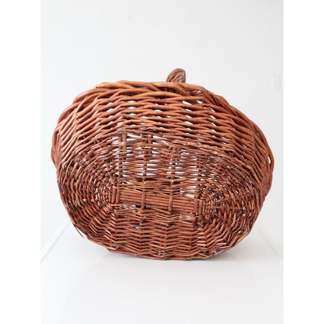 Vintage Large Willow Gathering Basket With Tall Handle For Sale - Image 13 of 16
