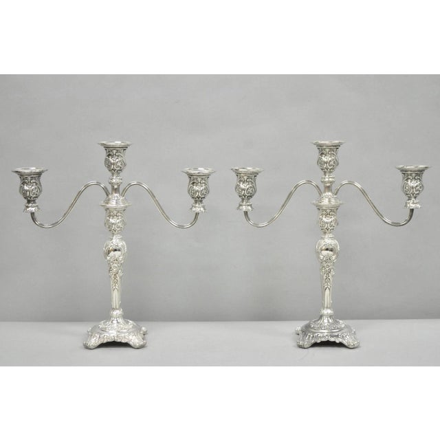 Vintage Wm Rogers & Son Silver Plated 3 Arm Convertible Candelabra - A Pair For Sale - Image 15 of 15