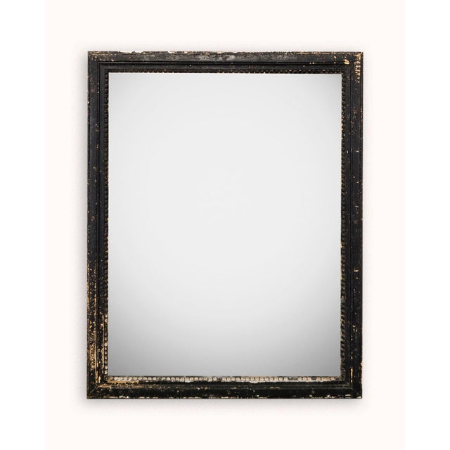 Late Antique 19th Century French Mirror with Black Painted Frame, 1890s For Sale - Image 10 of 10