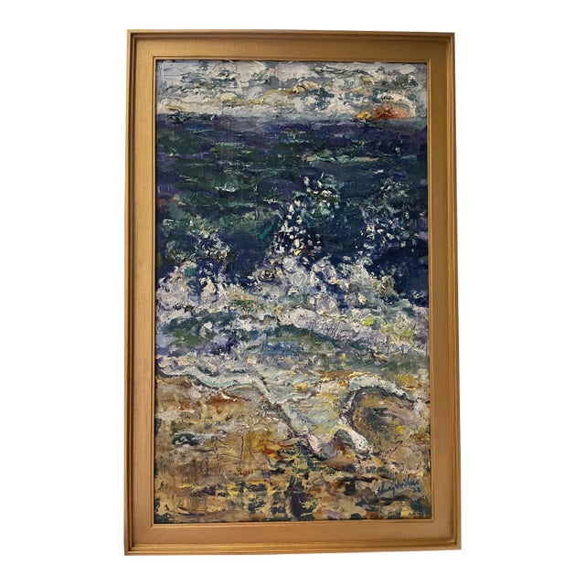 Original Abstract Expressionist, Beach Oil Painting, by Van Ness For Sale