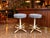Vintage bar stools by Cal-Style Furniture Mfg. Co. are sold as a set of two. Each stool has a round swivel seat...