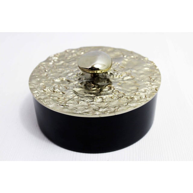 Black Metal and Brass Box, 1980s For Sale - Image 8 of 10