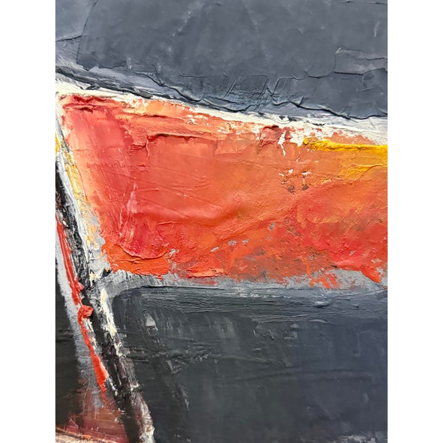 Mid-century Modern Abstract Painting by Katherine Langley Offered for sale is a large abtract painting in black, white,...