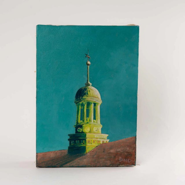 Textile Vintage Church Cupola Painting For Sale - Image 7 of 9