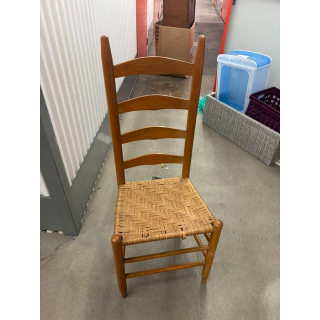 Vintage Mid-Century Ladder-Back Dining Chair with Woven Seat, circa 1970 Charming vintage ladder-back dining chair...