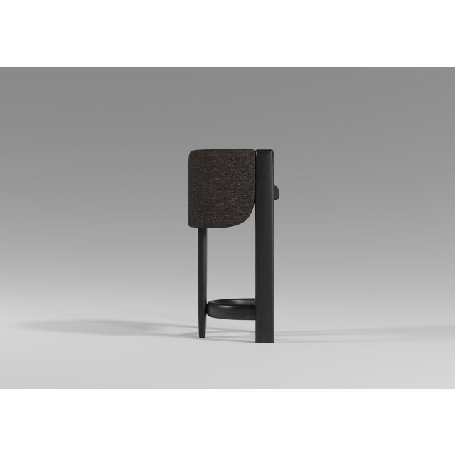 Modern Sunset Bar Stool in Teal Fabric and Black Stained Ash by Javier Gomez For Sale - Image 4 of 6