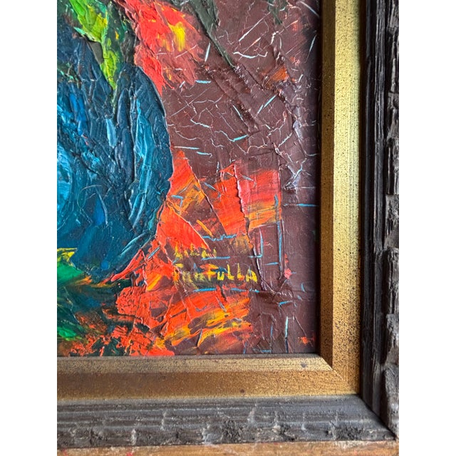 Mid-Century Modern Mid Century Modern Impasto Still Life - Framed Oil Painting For Sale - Image 3 of 9