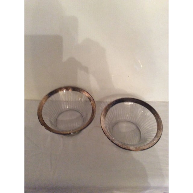 Mid 20th Century Silver Rimed Crystal Etched Bowls - a Pair For Sale - Image 4 of 7
