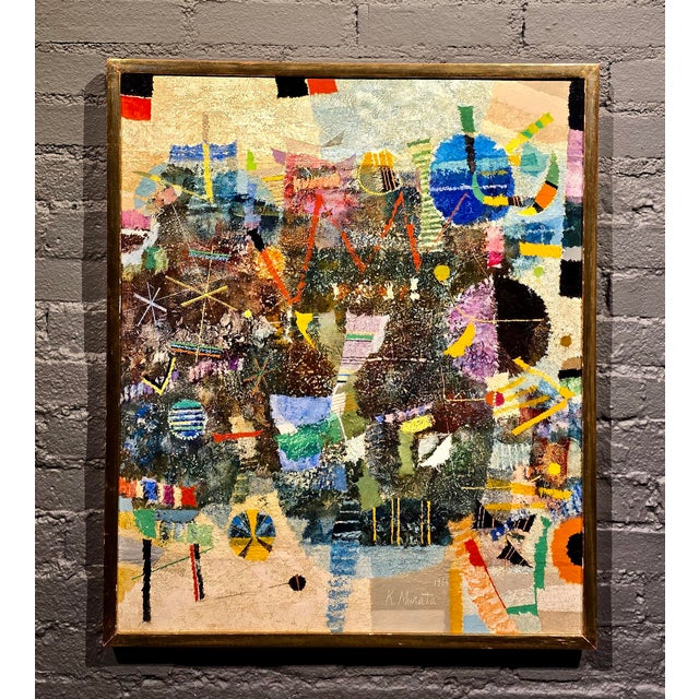 Mid-Century Modern Kishio Murata - 1966 Abstract Cityscape - Original Oil Painting For Sale - Image 3 of 15