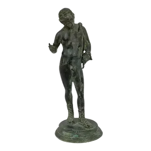 Italian Grand Tour Classical Verdigris Bronze Sculpture of Narcissus