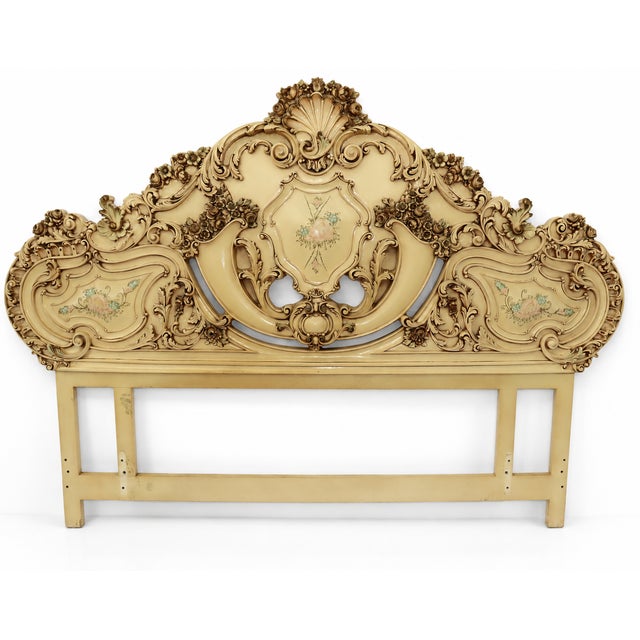 Italian Antique Rococo Baroque King Size Headboard For Sale - Image 4 of 8