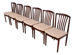 Danish Modern Sculpted Solid Rosewood Dining Chairs by Vamdrup Stolefabrik, Set of Six