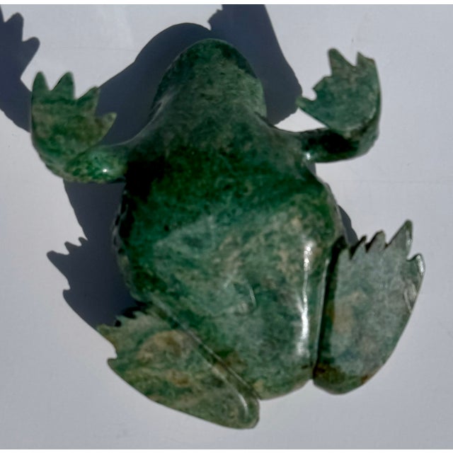 Carved Green Hardstone Frog Sculpture, Chinese, Late 20th Century For Sale - Image 12 of 13