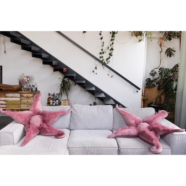 Modern Handmade Pink Starfish Cushion ,Soft Velvet Decorative Pillow , Home Gift For Sale - Image 3 of 5