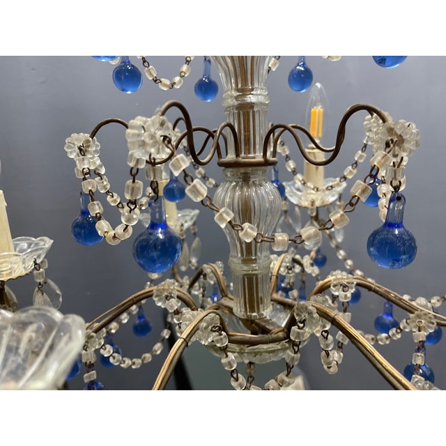 Vintage Macaroni Blue Murano Glass Chandelier, 1950s For Sale - Image 10 of 13