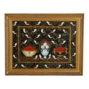Studio of Miguel Canals (Spanish 1925-1995) Cherries, Birds & Flowers Oil Canvas