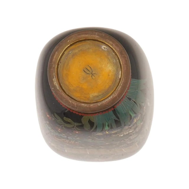 Meiji Japanese Cloisonne Enamel Silver Wire Signed Botanical Garden Vase For Sale - Image 4 of 8