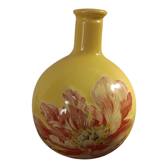 1980s April Cornell for Silvestri Yellow Vase For Sale