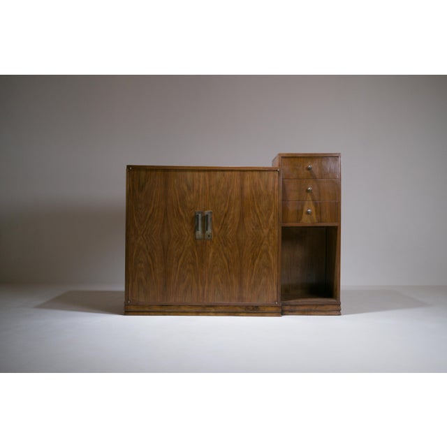 Brown French Modernist Architectural Cabinet in Walnut, 1930s For Sale - Image 8 of 18