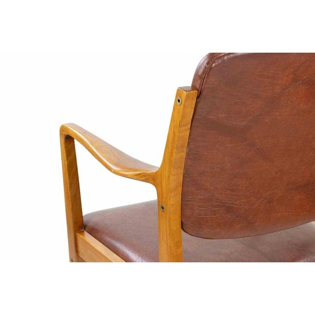 Wood Vintage Italian Chairs in Mahogany Wood and Leather, 1950s, Set of 2 For Sale - Image 7 of 10